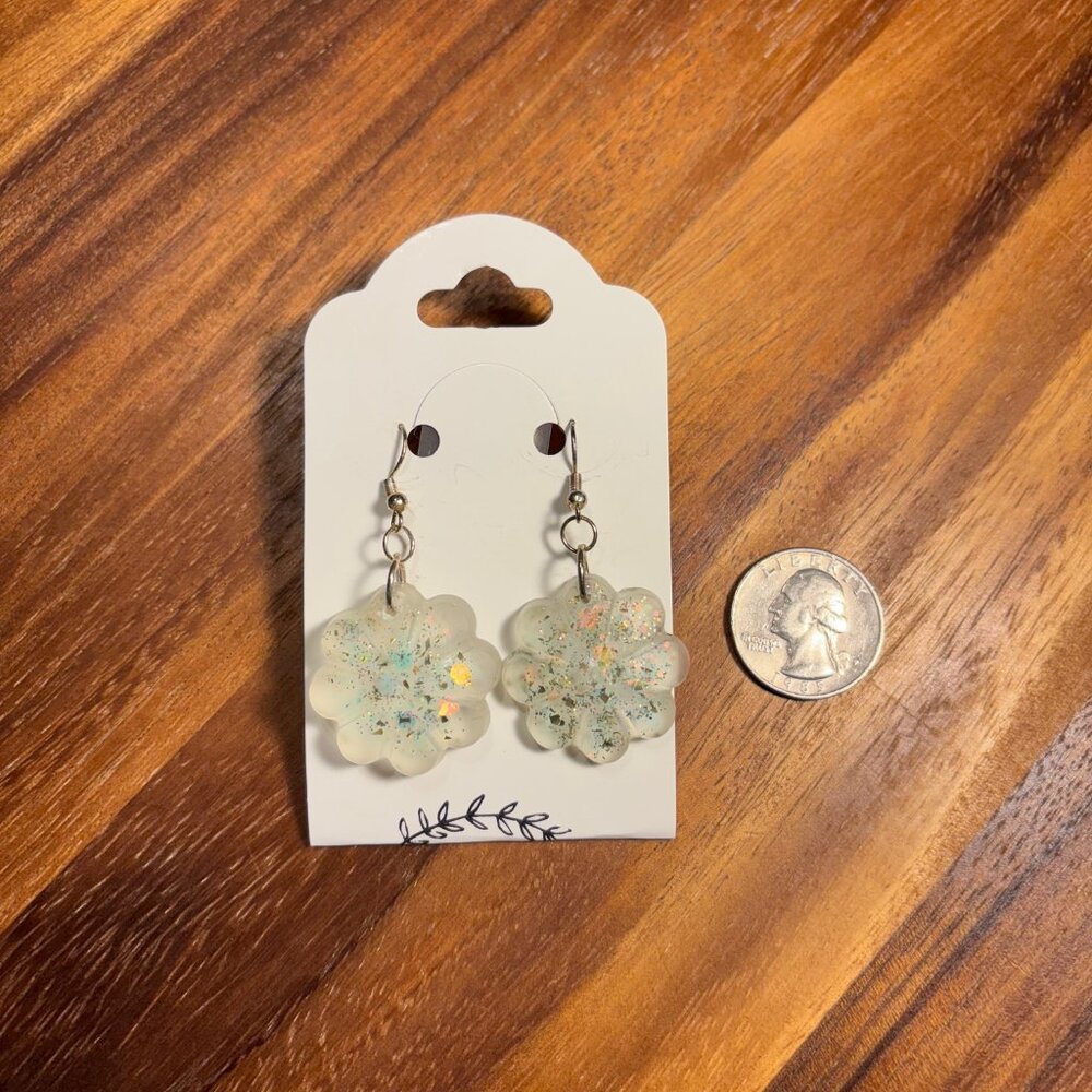 Transparent Green Flower Earrings